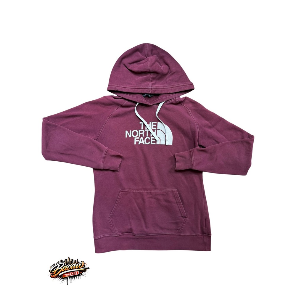 The North Face Womens Half Dome Pullover Hoodie Burgundy Maroon Logo Size Medium
